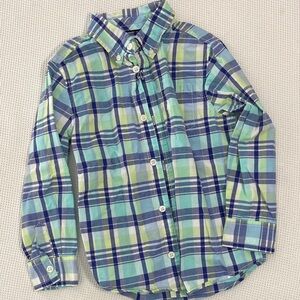 Gymboree Blue and Green Plaid Button Down Dress Shirt 5T Boys